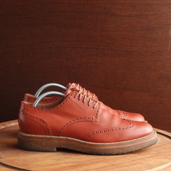 Dries Van Noten Oxfords Mens SZ EU 42.5 US 9.5 Brown Leather Wingtip Dress Shoes - Picture 1 of 16